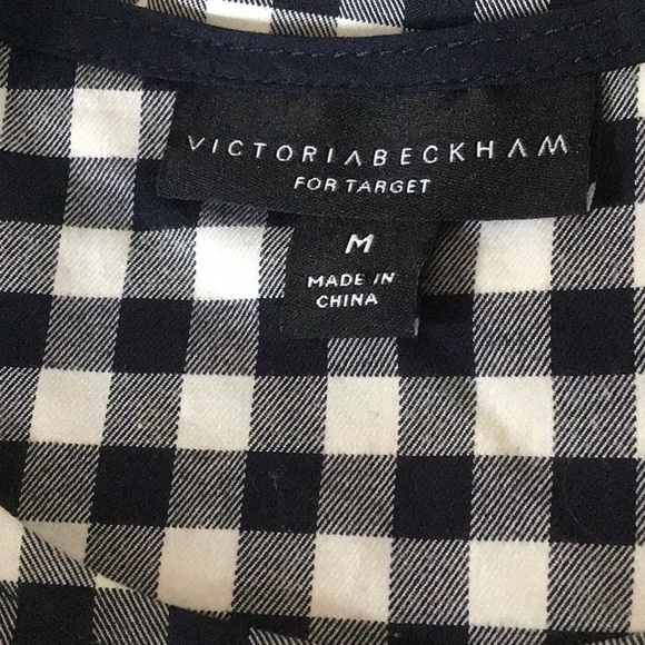 Victoria Beckham for Target Black and White Gingham Twill Peplum blouse Medium - Picture 9 of 11